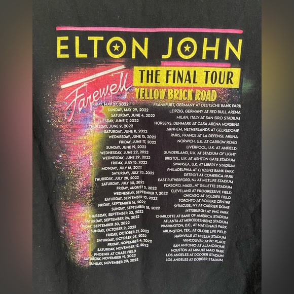Elton John 2022 Farewell Yellow Brick Road Concert T-Shirt Mens Large - Picture 4 of 8